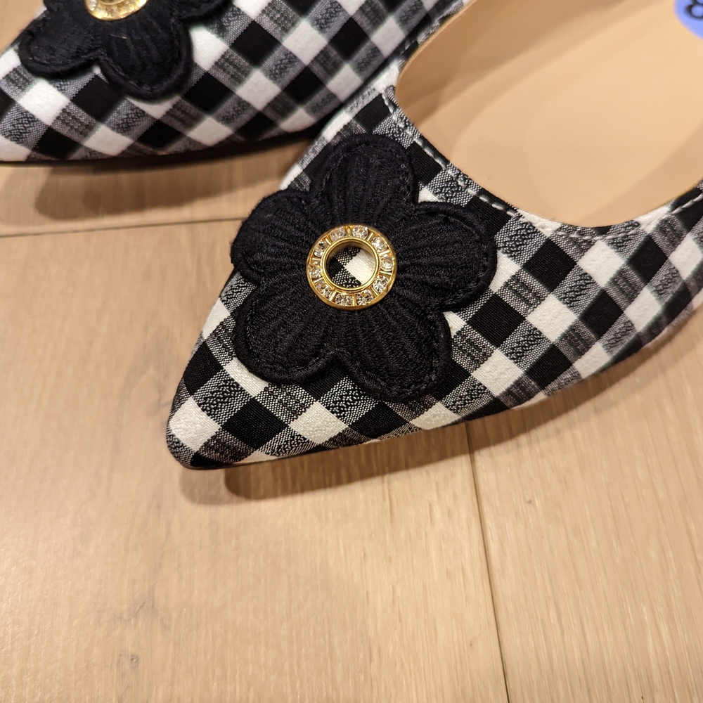 Black and White Checkered Women's Flats - Picture 9 of 10